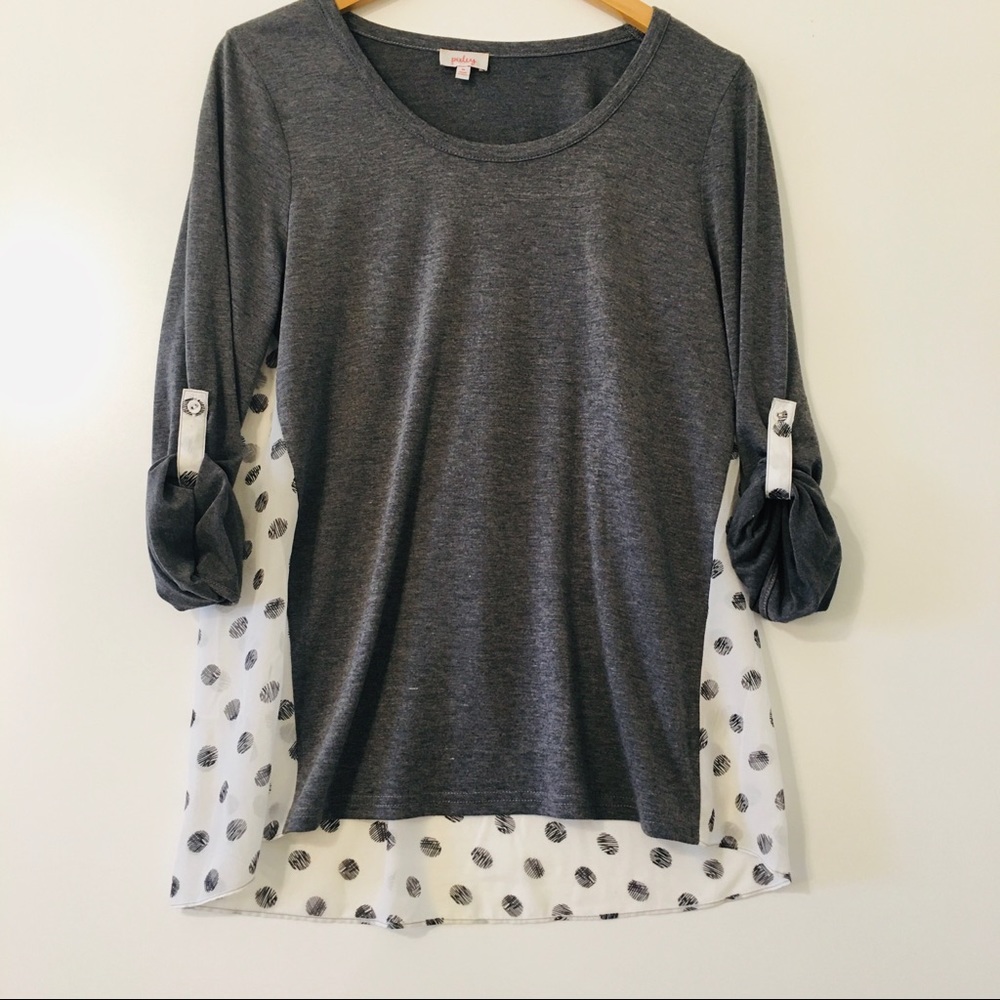 Pixley tunic with sheer polka dot back size M